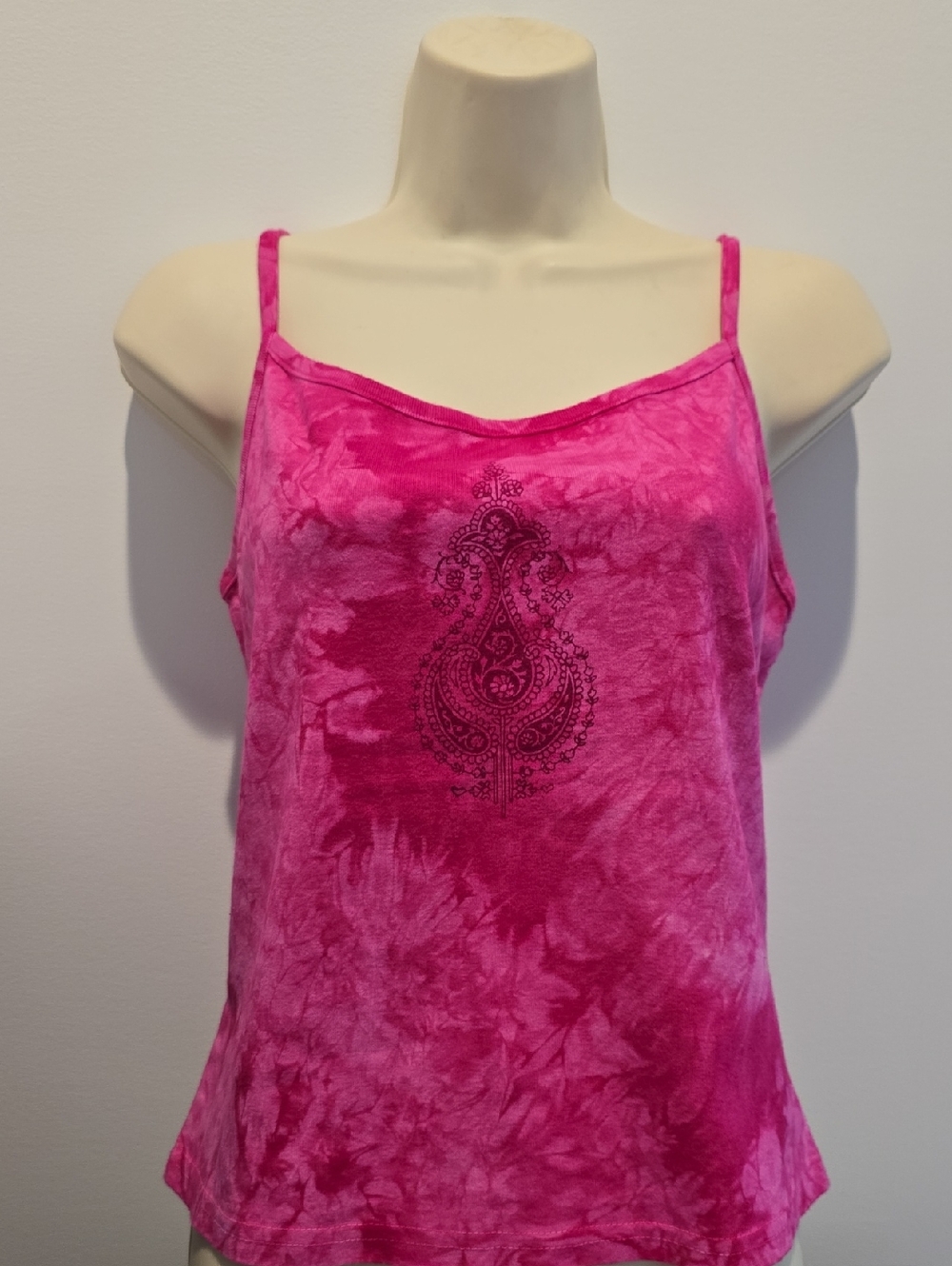 Vintage New York & Company Pink Tie-Dye Paisley Spaghetti Strap Camisole Large